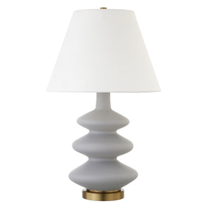 Homeroots 26" Gray And Gold Glass Gourd Table Lamp With White Empire Shade   524383