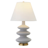 Homeroots 26" Gray And Gold Glass Gourd Table Lamp With White Empire Shade   524383