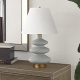 Homeroots 26" Gray And Gold Glass Gourd Table Lamp With White Empire Shade   524383