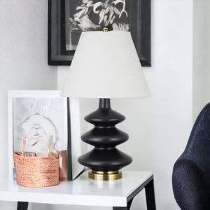 Homeroots 26" Black And Gold Glass Gourd Table Lamp With White Empire Shade   524384