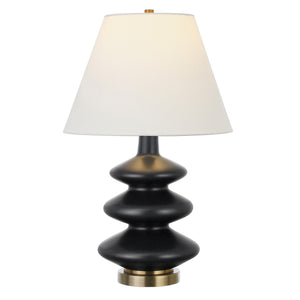 Homeroots 26" Black And Gold Glass Gourd Table Lamp With White Empire Shade   524384