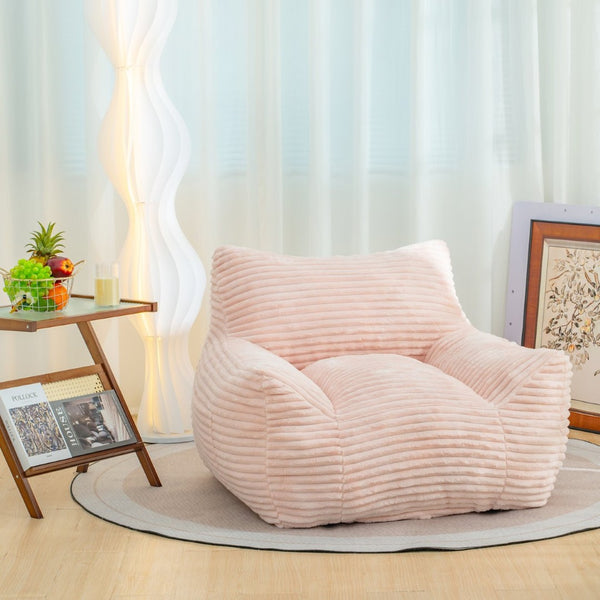 English Elm Bean Bag Lounge Chair Oversized Corduroy Shredded Foam Armrest Adult Floor Sofa Pink W2510P237804