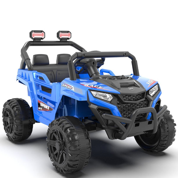 English Elm 12v Kids Electric Utv with 4-wheel Suspension Anti-collision Bar and 2-hour Battery Blue W1578P343327