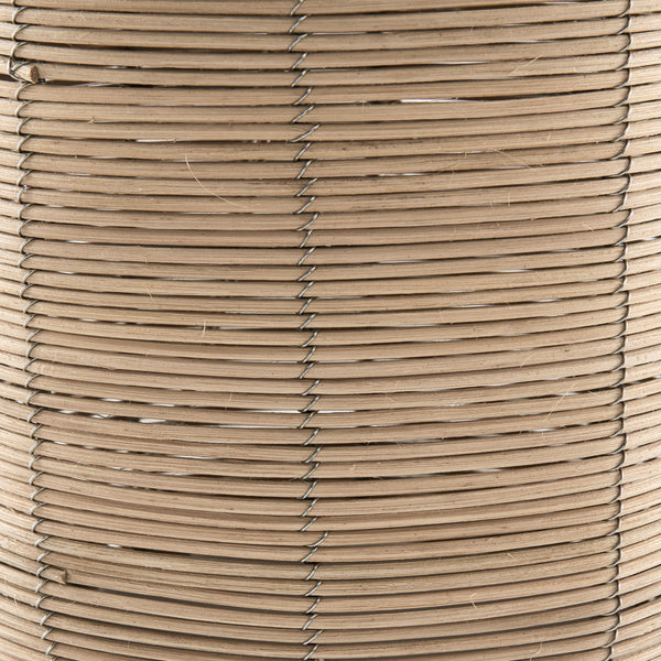 Homeroots 20" Natural Rattan Table Lamp With White Drum Shade   524401