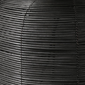 Homeroots 20" Black Rattan Table Lamp With White Drum Shade   524402