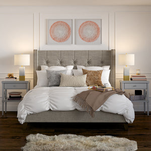 Homeroots 21" Gold And White Marble Table Lamp With White Drum Shade   524411