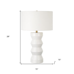 Homeroots 28" White Ceramic Table Lamp With White Drum Shade   524416
