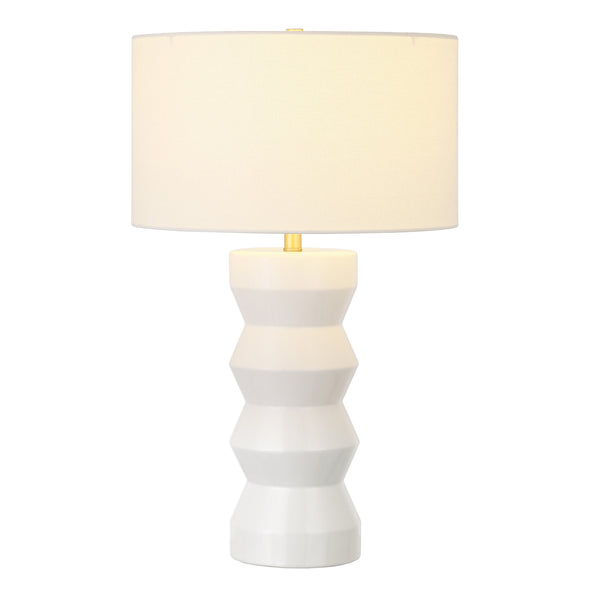 Homeroots 28" White Ceramic Table Lamp With White Drum Shade   524416