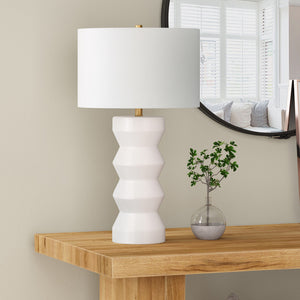 Homeroots 28" White Ceramic Table Lamp With White Drum Shade   524416