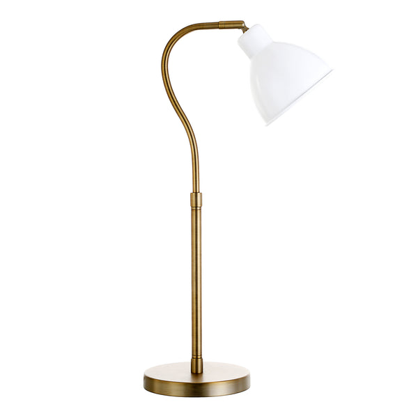 Homeroots 25" Brass Metal Arched Table Lamp With White Dome Shade   524418