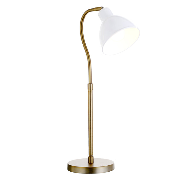 Homeroots 25" Brass Metal Arched Table Lamp With White Dome Shade   524418