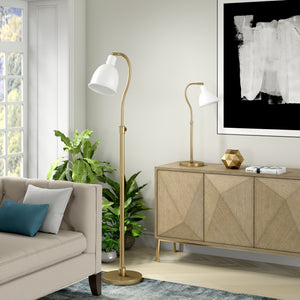 Homeroots 25" Brass Metal Arched Table Lamp With White Dome Shade   524418