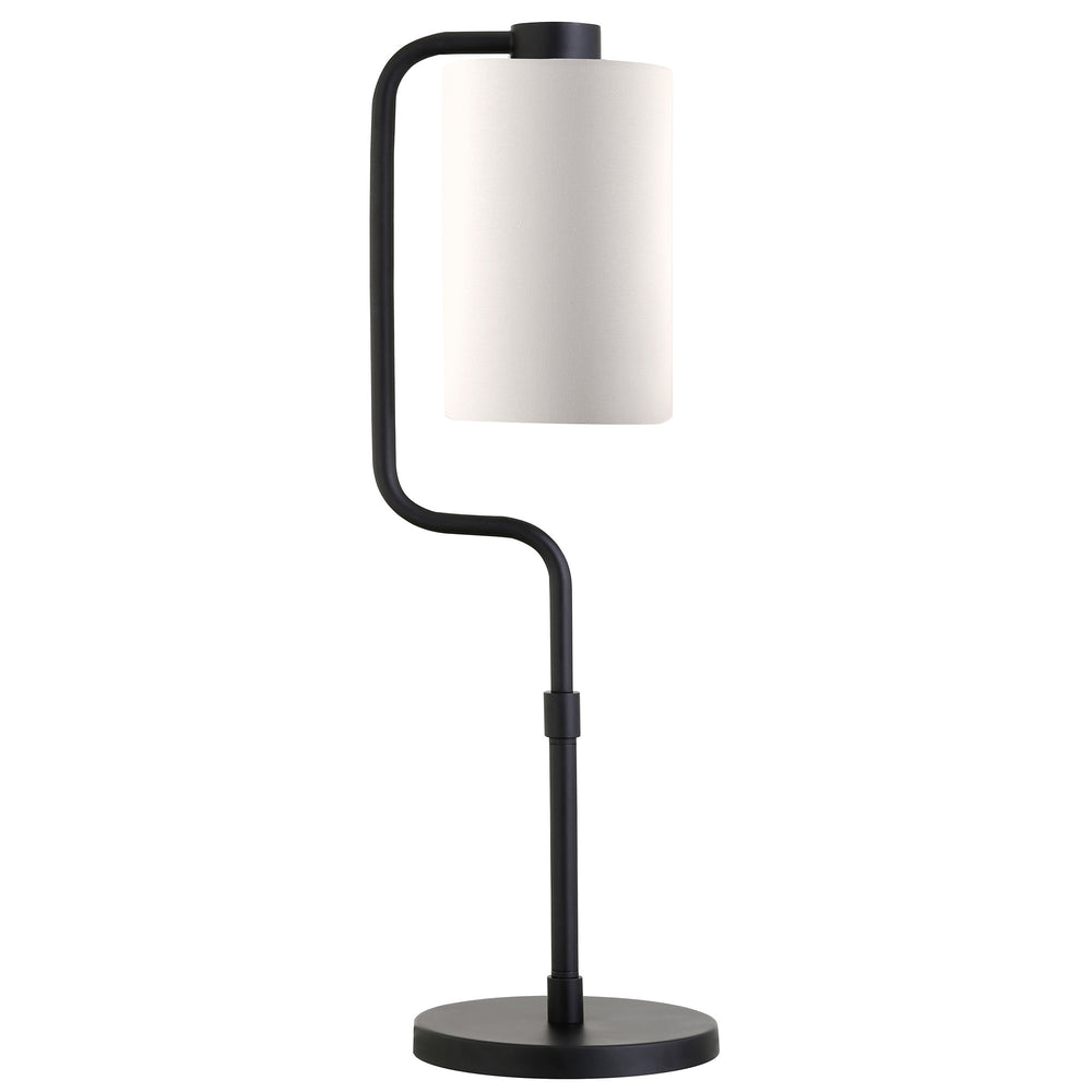 Homeroots 24" Black Metal Table Lamp With White Cylinder Shade   524422