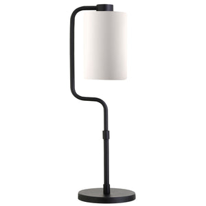 Homeroots 24" Black Metal Table Lamp With White Cylinder Shade   524422