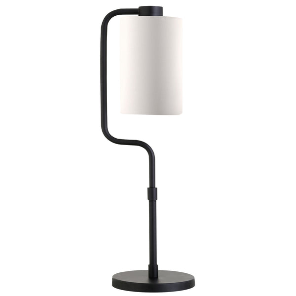 Homeroots 24" Black Metal Table Lamp With White Cylinder Shade   524422