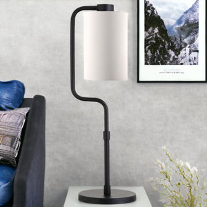 Homeroots 24" Black Metal Table Lamp With White Cylinder Shade   524422