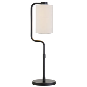 Homeroots 24" Black Metal Table Lamp With White Cylinder Shade   524422