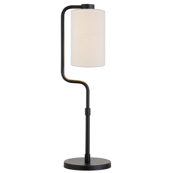 Homeroots 24" Black Metal Table Lamp With White Cylinder Shade   524422