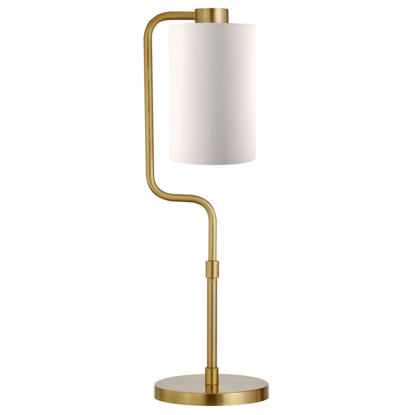 Homeroots 24" Brass Metal Table Lamp With White Cylinder Shade   524423