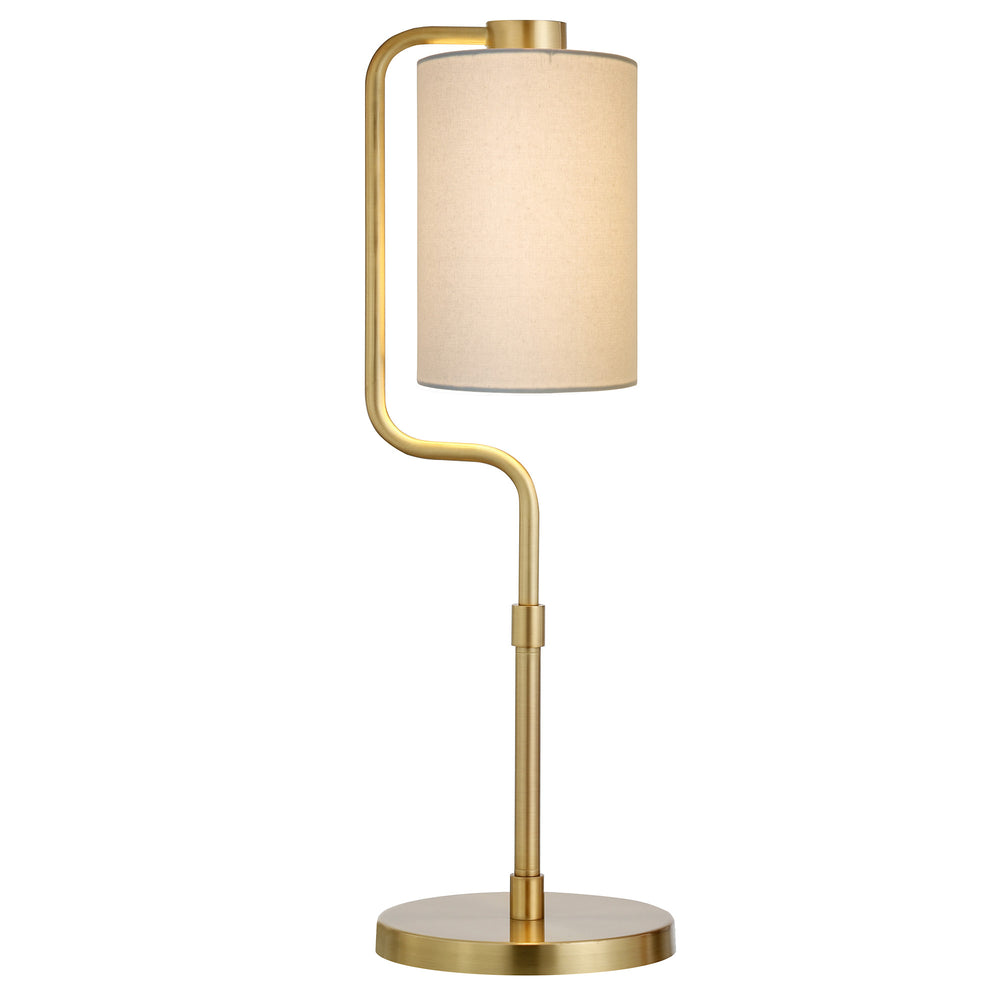 Homeroots 24" Brass Metal Table Lamp With White Cylinder Shade   524423