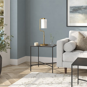 Homeroots 24" Brass Metal Table Lamp With White Cylinder Shade   524423