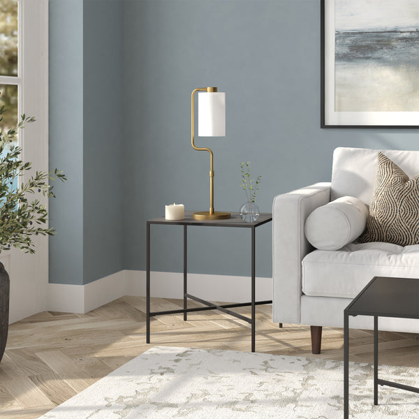 Homeroots 24" Brass Metal Table Lamp With White Cylinder Shade   524423