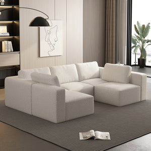 English Elm 104.32*70.86 Modular Sectional Sofa Sleeper - Customizable White Couch With Chaise & Ottoman Set W1829S00044