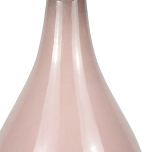 Homeroots 28" Dusty Rose Porcelain Cylinder Table Lamp With White Drum Shade   524431