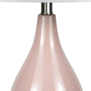 Homeroots 28" Dusty Rose Porcelain Cylinder Table Lamp With White Drum Shade   524431