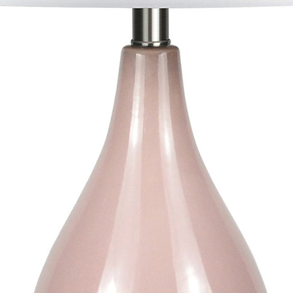 Homeroots 28" Dusty Rose Porcelain Cylinder Table Lamp With White Drum Shade   524431
