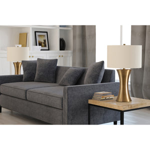 Homeroots 24" Antiqued Brass Metal Table Lamp With White Drum Shade   524433