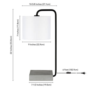 Homeroots 22" Black And Gray Concrete Arched Table Lamp With White Drum Shade   524437