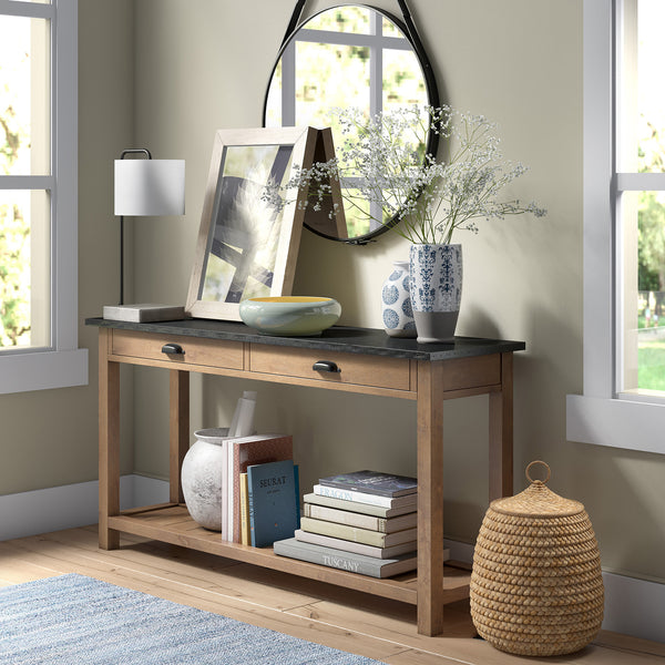 Homeroots 22" Black And Gray Concrete Arched Table Lamp With White Drum Shade   524437