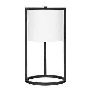 Homeroots 22" Black Metal Table Lamp With White Drum Shade   524443