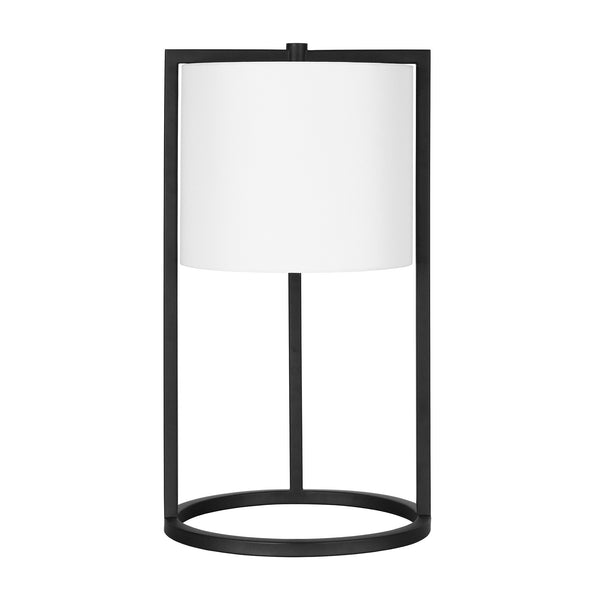 Homeroots 22" Black Metal Table Lamp With White Drum Shade   524443