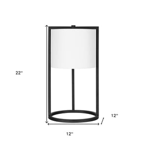 Homeroots 22" Black Metal Table Lamp With White Drum Shade   524443