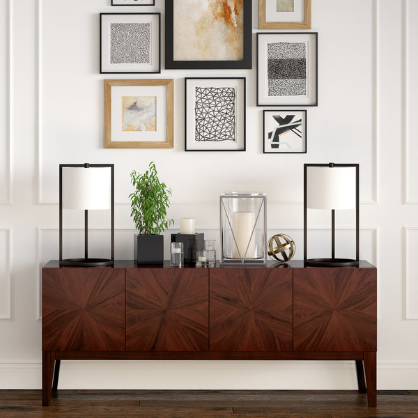 Homeroots 22" Black Metal Table Lamp With White Drum Shade   524443