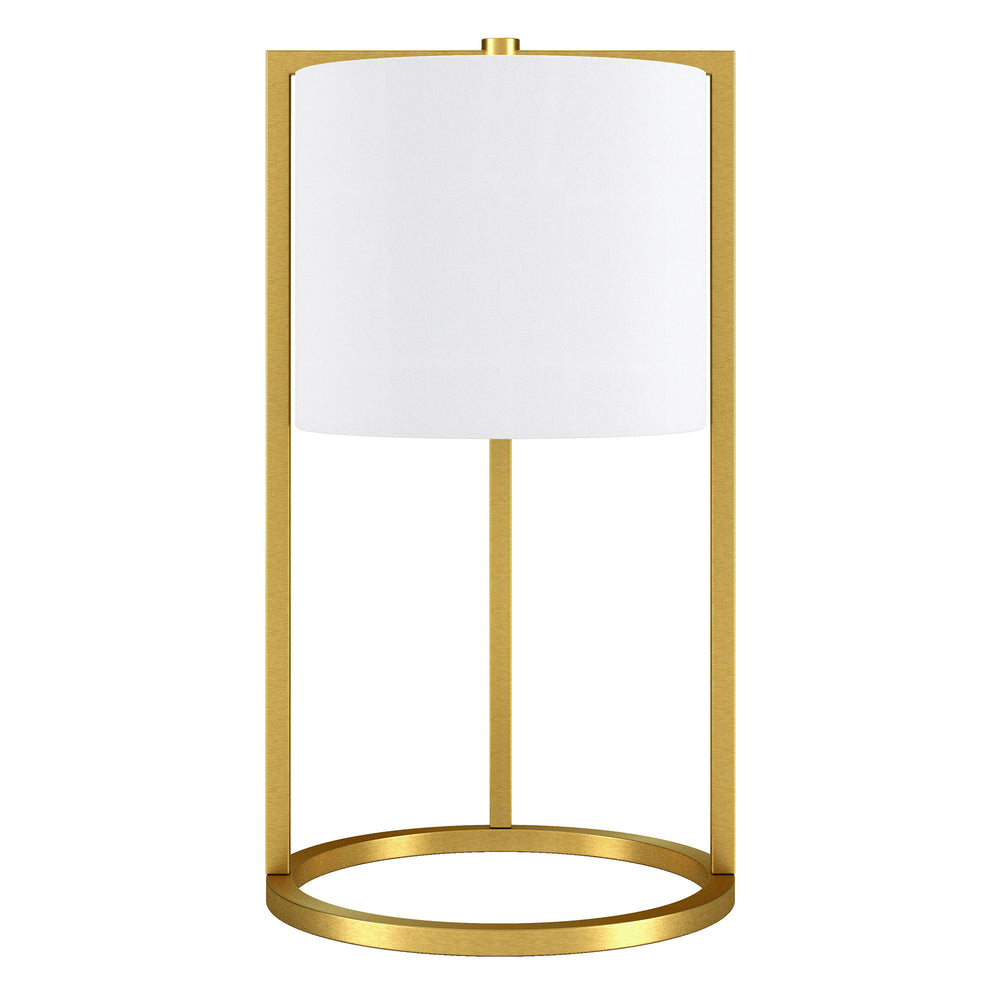Homeroots 22" Brass Metal Table Lamp With White Drum Shade   524444