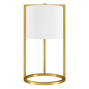 Homeroots 22" Brass Metal Table Lamp With White Drum Shade   524444