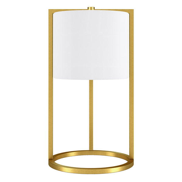 Homeroots 22" Brass Metal Table Lamp With White Drum Shade   524444