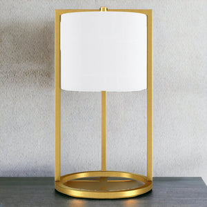 Homeroots 22" Brass Metal Table Lamp With White Drum Shade   524444