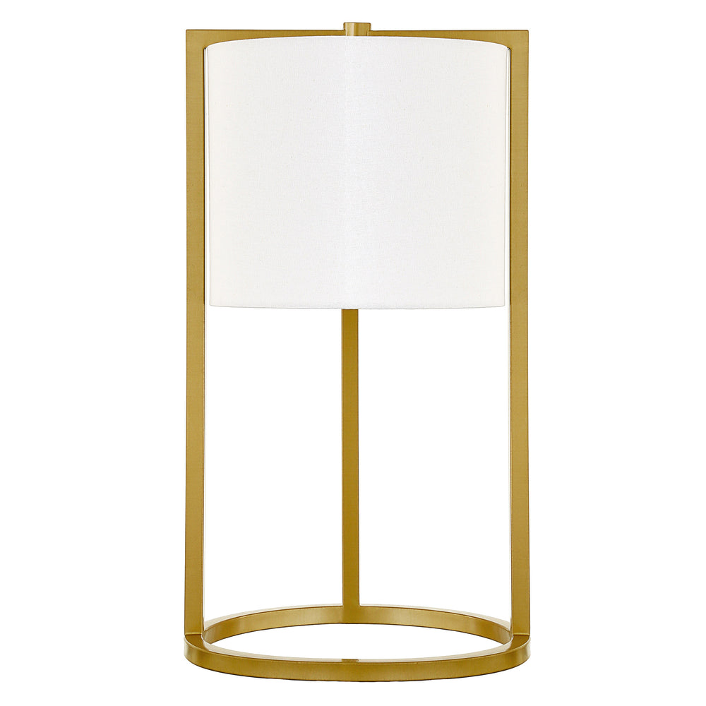 Homeroots 22" Brass Metal Table Lamp With White Drum Shade   524444