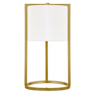 Homeroots 22" Brass Metal Table Lamp With White Drum Shade   524444