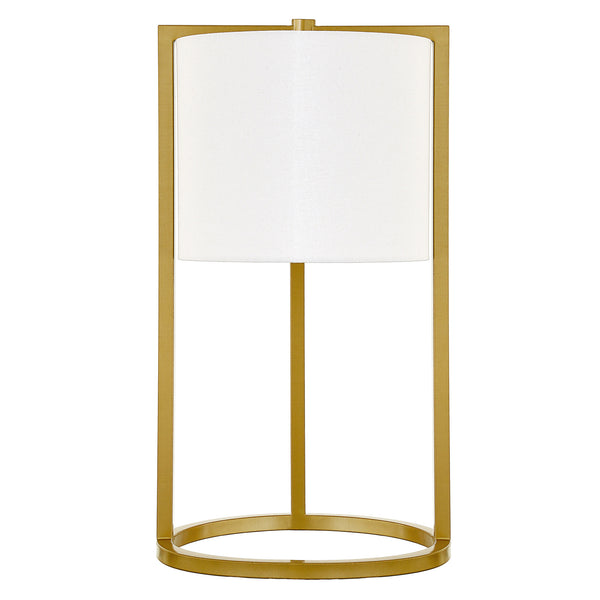 Homeroots 22" Brass Metal Table Lamp With White Drum Shade   524444
