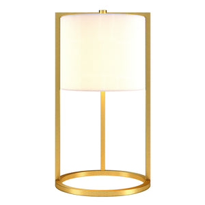 Homeroots 22" Brass Metal Table Lamp With White Drum Shade   524444