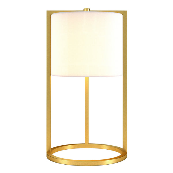 Homeroots 22" Brass Metal Table Lamp With White Drum Shade   524444