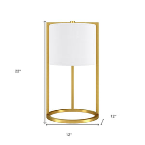 Homeroots 22" Brass Metal Table Lamp With White Drum Shade   524444