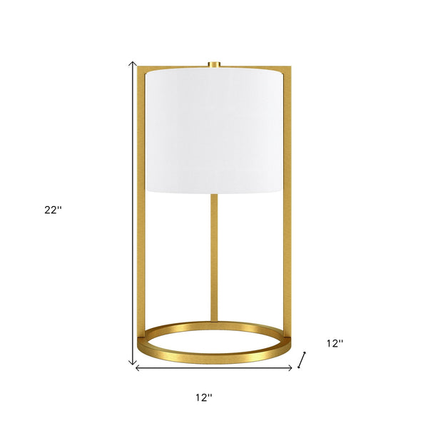 Homeroots 22" Brass Metal Table Lamp With White Drum Shade   524444