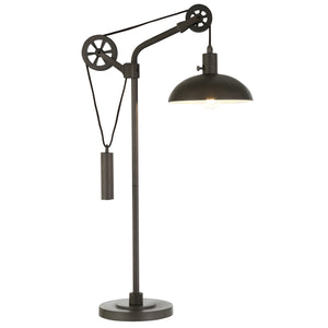 Homeroots 33" Gray Metal Adjustable Desk Table Lamp With Gray Dome Shade   524462