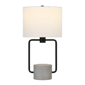 Homeroots 22" Black And Gray Concrete Table Lamp With White Drum Shade   524464